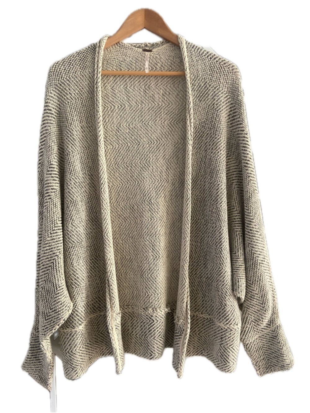 FREE PEOPLE Motions Open Front Cardigan Medium Neutral Dolman Sleeve Knit EUC